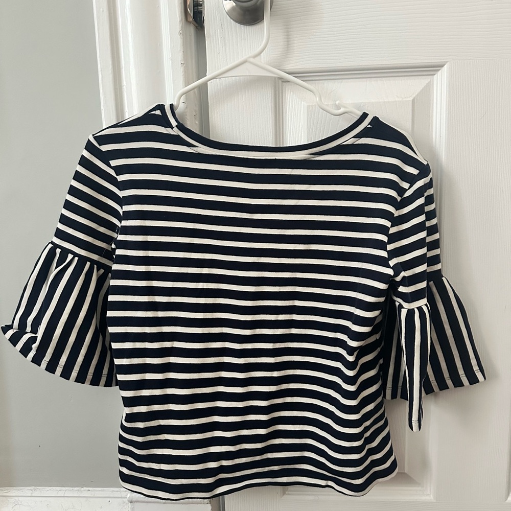 Navy and white striped blouse - Size S